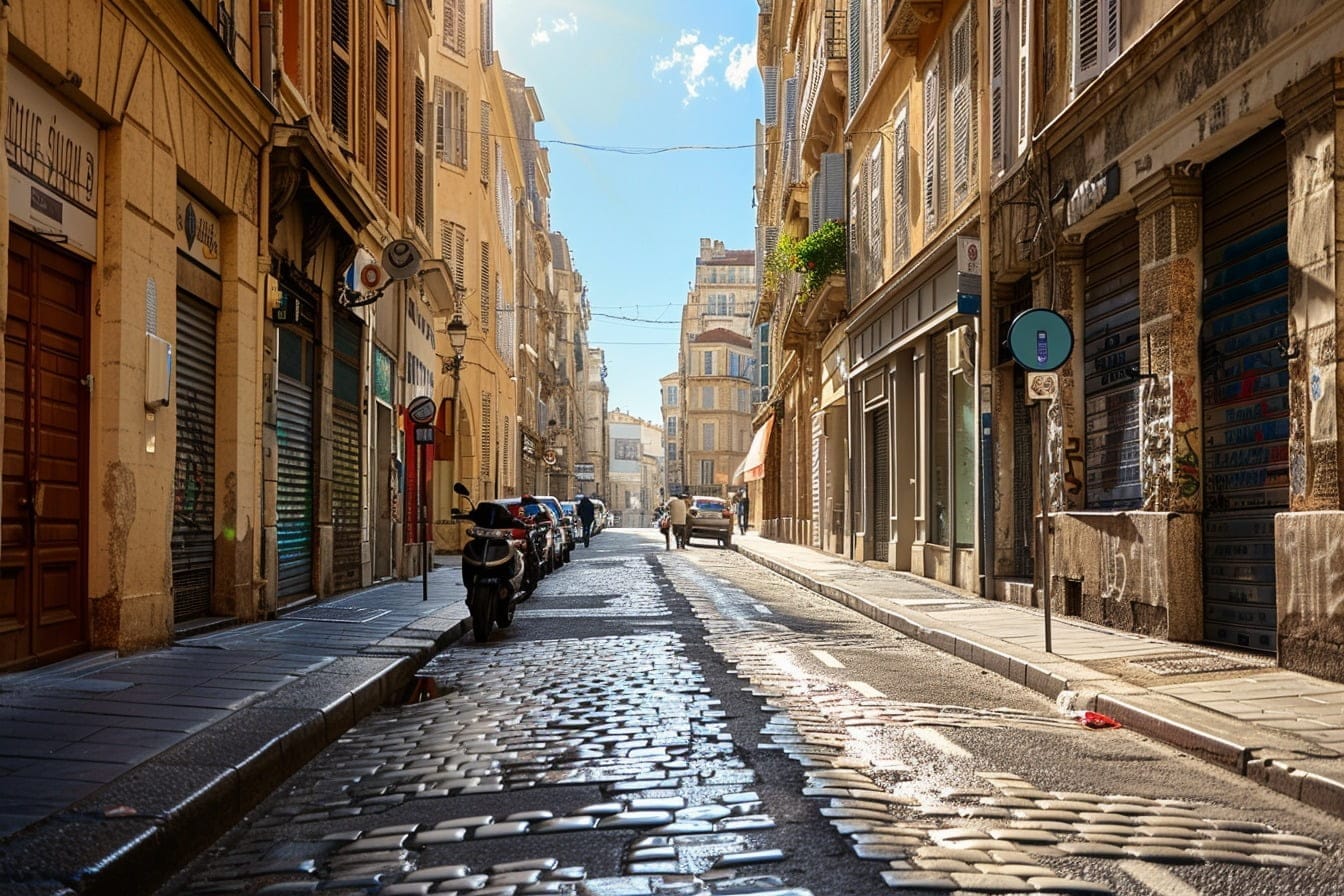 Illustration. Une rue de Marseille écrasée de chaleur.