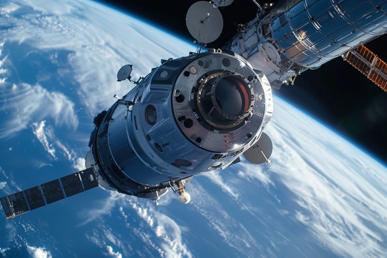 Illustration. Un module en approche de l'ISS.