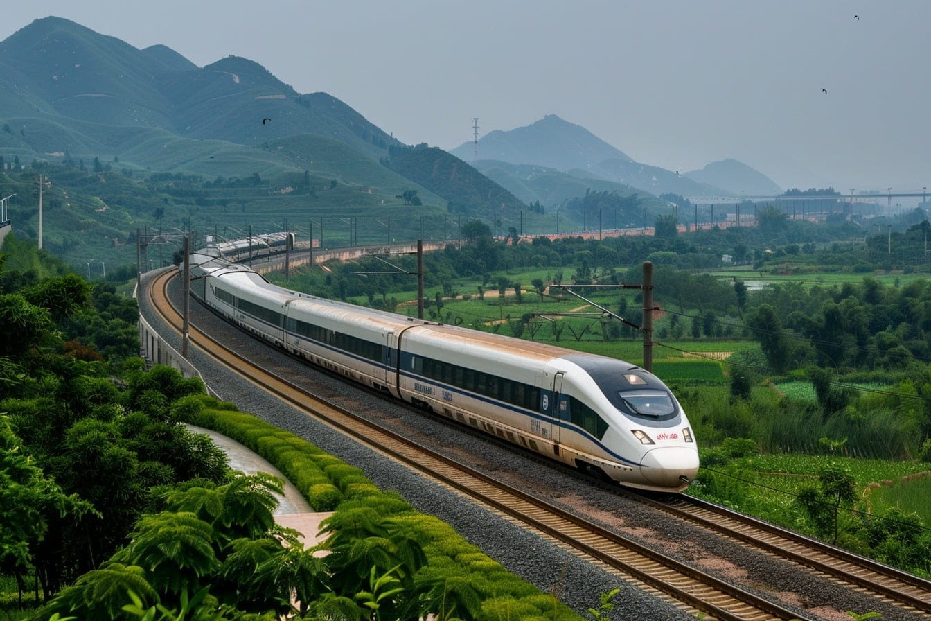 Illustration. Un train rapide en Chine.