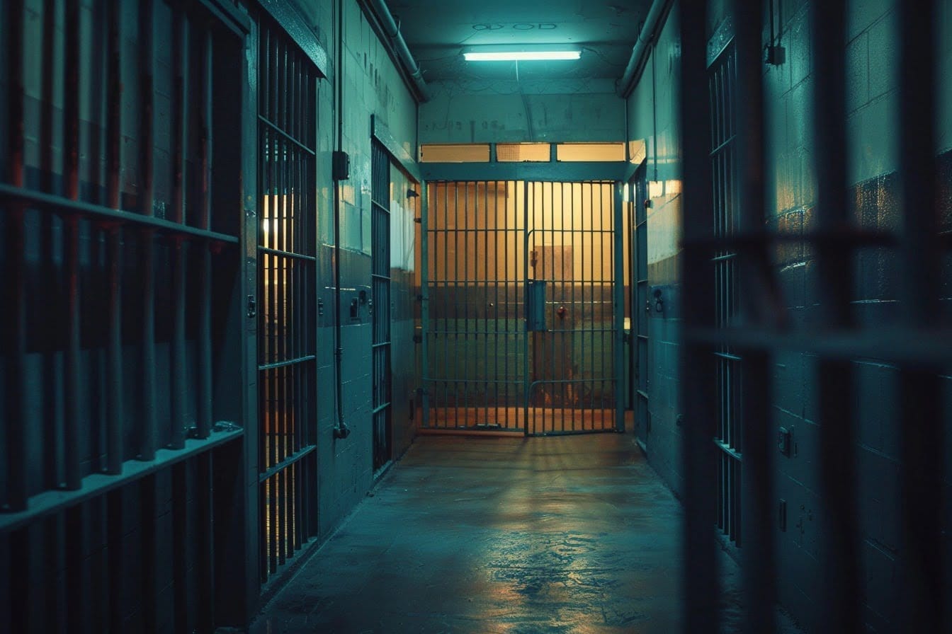 Illustration. Couloir de prison.