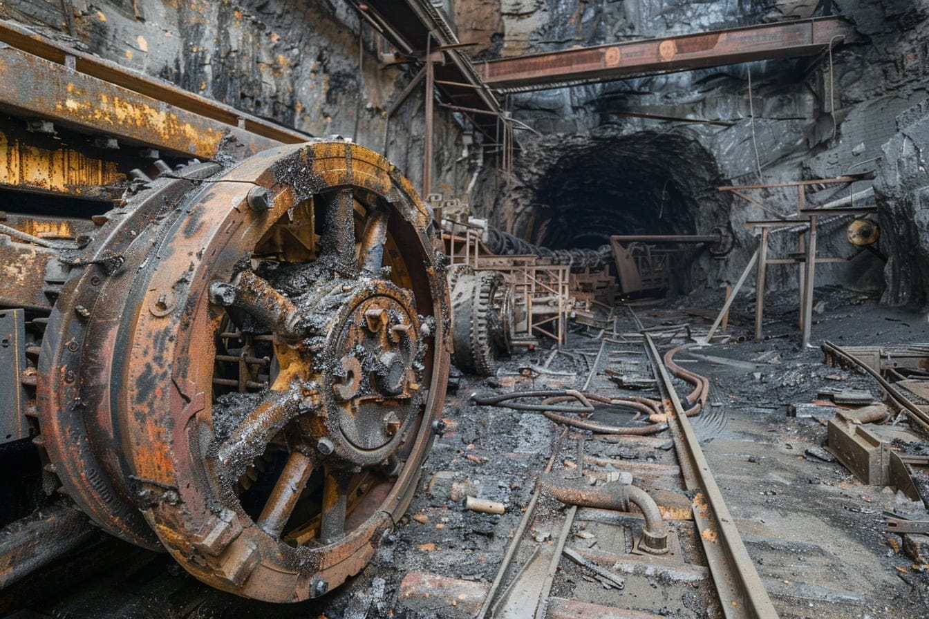 Illustration. Activité suspendue dans une mine.