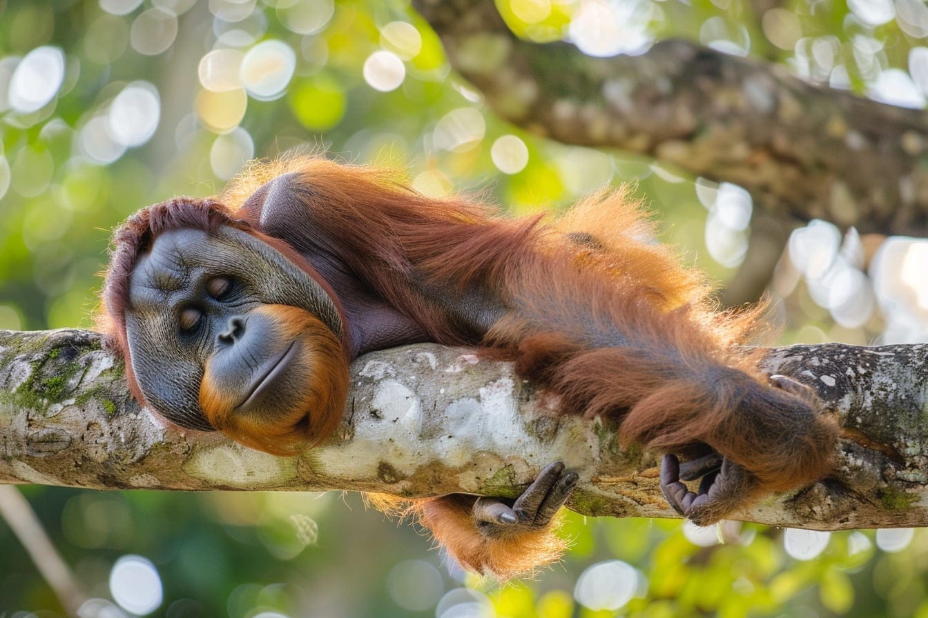 Illustration. Un orang outan paisible.