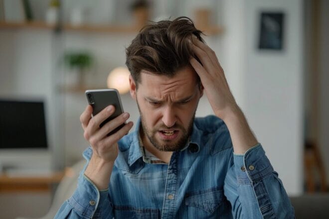 Image d'illustration. Homme téléphone énervé