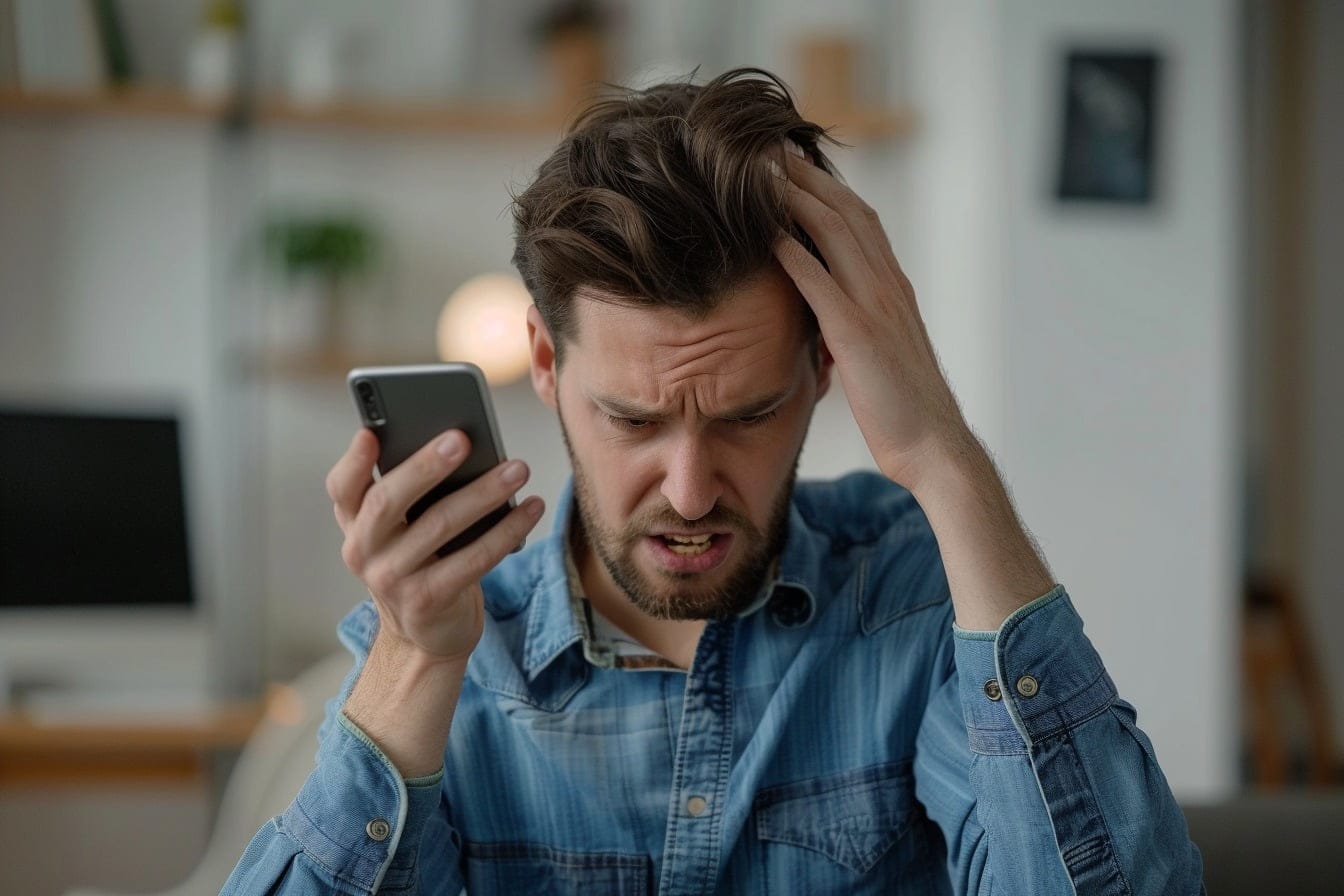 Image d'illustration. Homme téléphone énervé