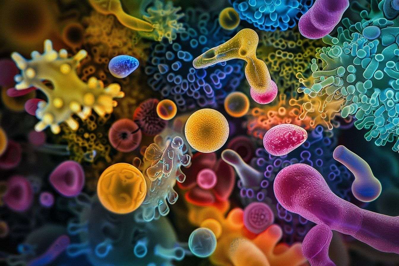 Image d'illustration. Gros plan de micro organismes inhabituels dans les tissus humains
