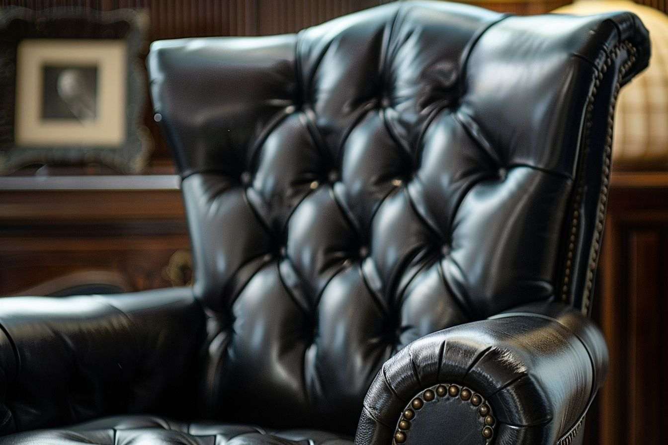 Image d'illustration. Fauteuil de bureau en cuir avec coutures détaillées