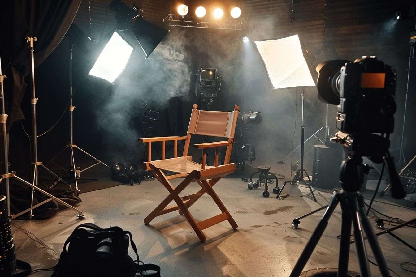Image d'illustration. Chaise de réalisateur emblématique sur un plateau de tournage de cinéma
