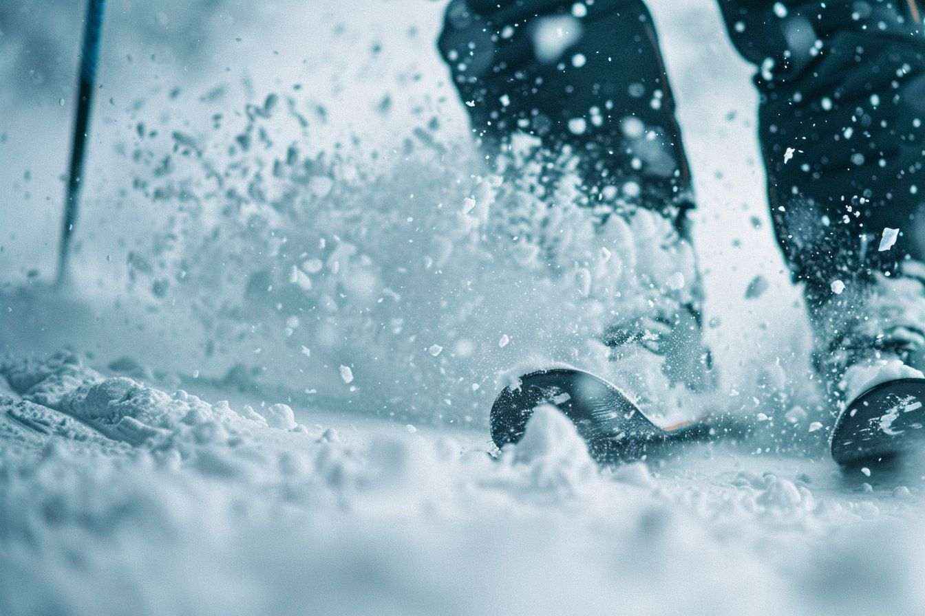 Skieurs en action dans la neige poudreuse