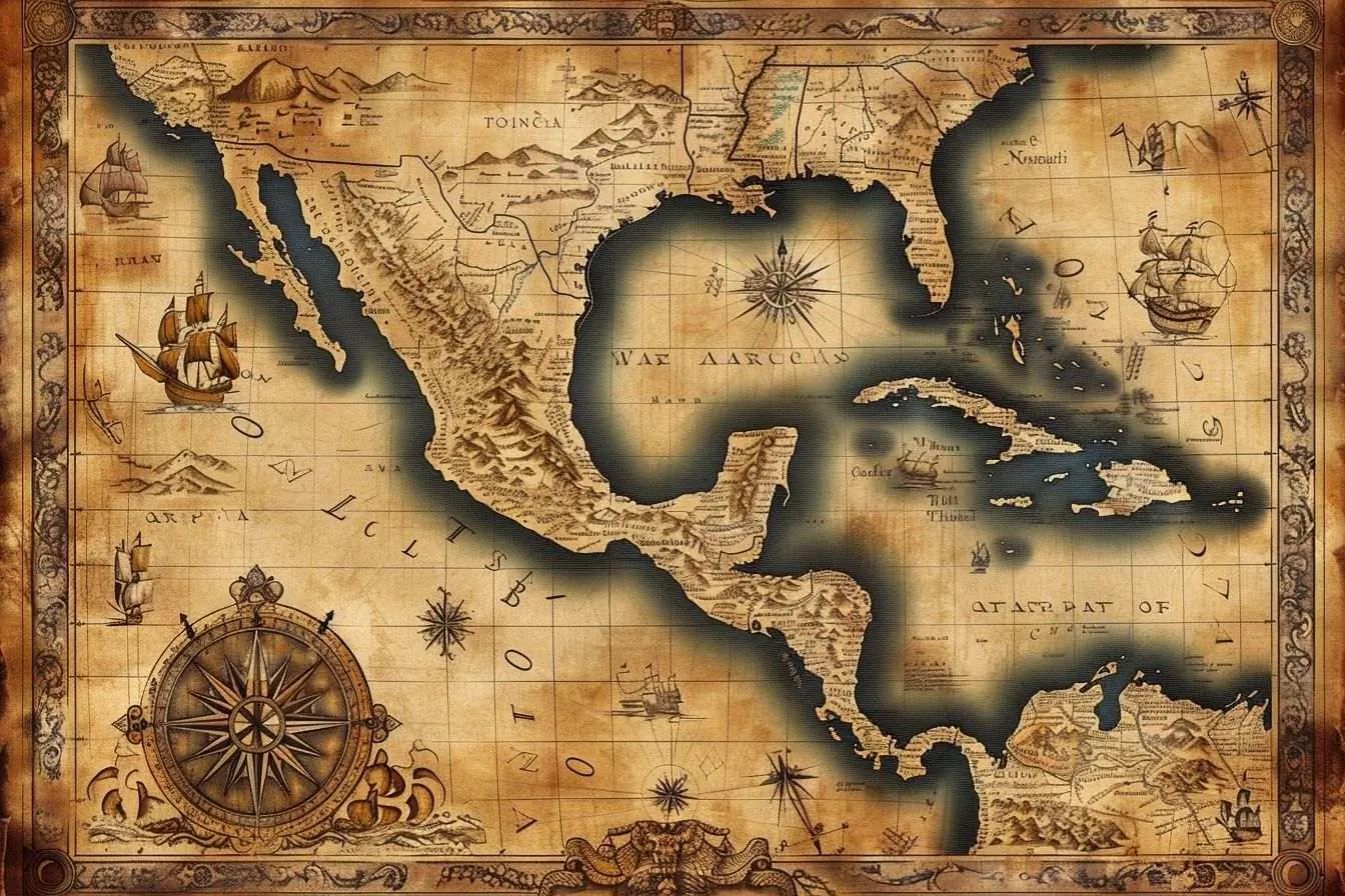 Carte vintage du mexique avec bordures décoratives