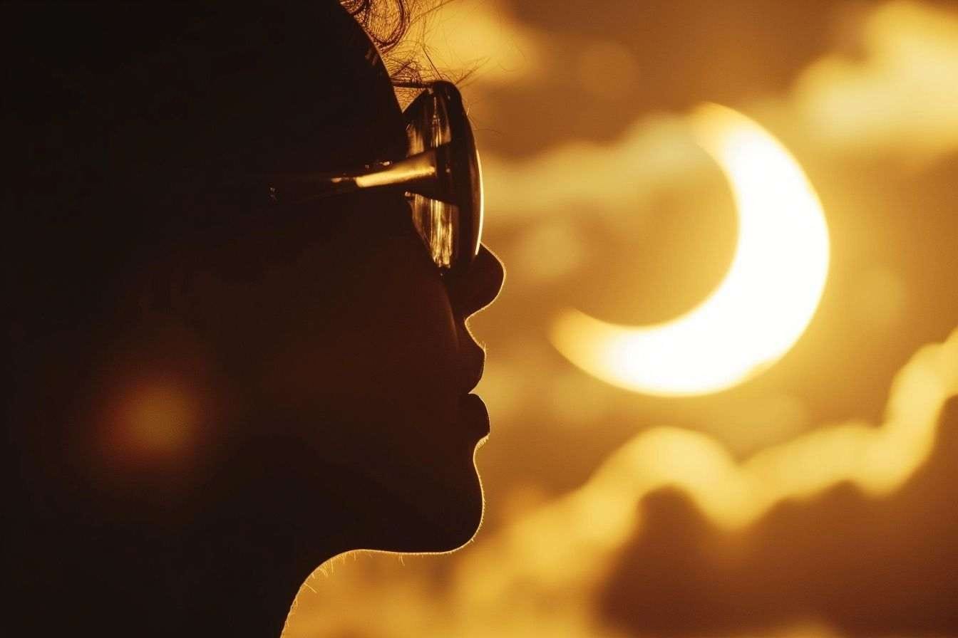 Image d'illustration. Éclipse solaire réflexion lunettes filtre