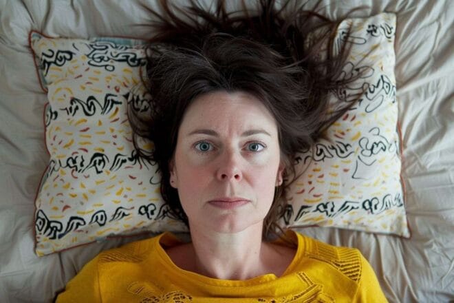 Femme frustrée réveillée dans son lit