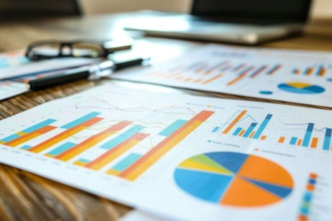 Image d'illustration. Graphiques et tableaux sur les tendances économiques