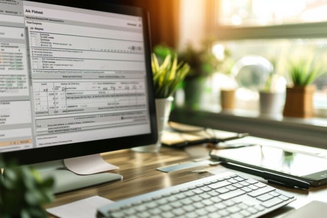Gros plan d un écran d ordinateur affichant un formulaire de déclaration de taxes en ligne rempli