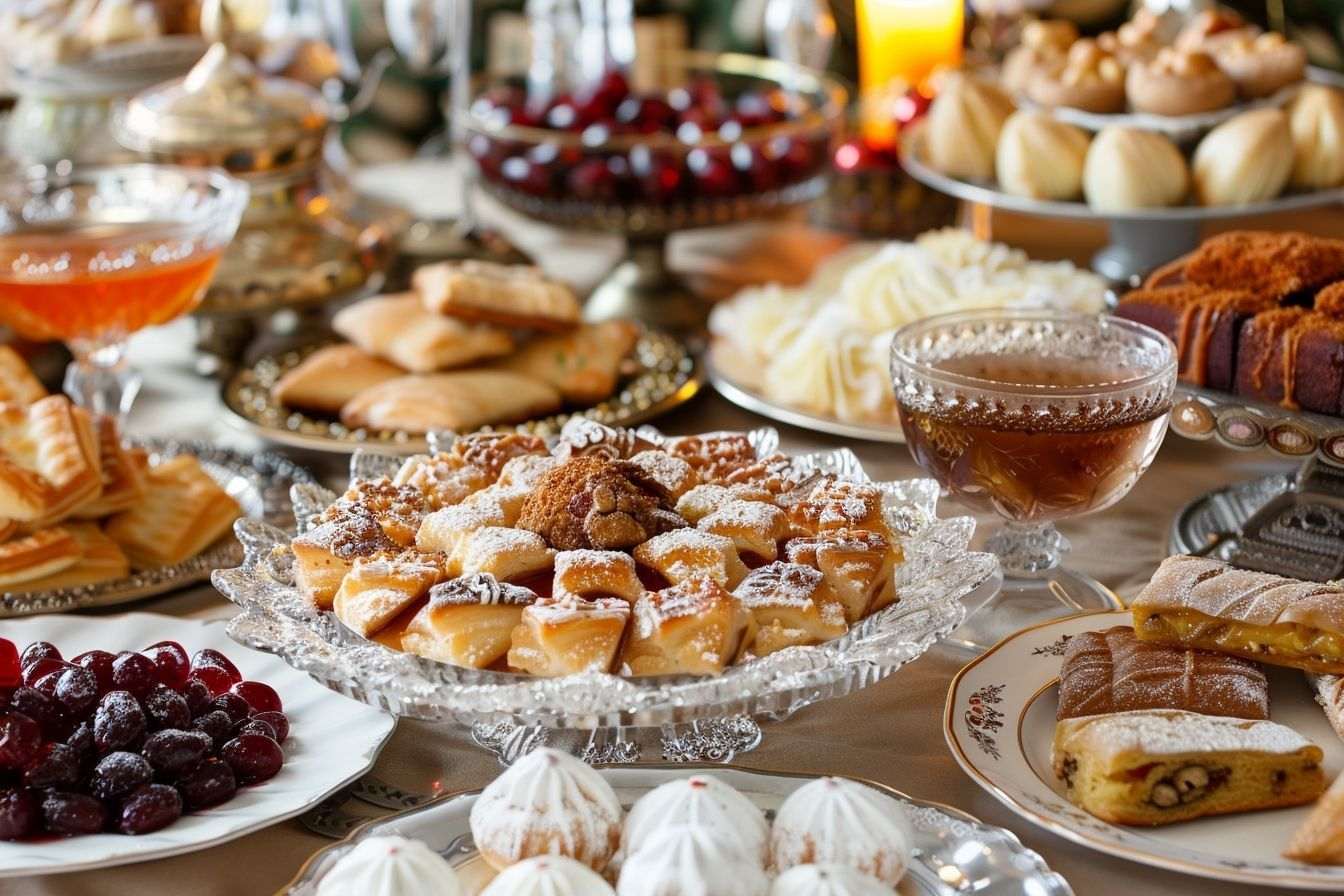 Table de fête avec douceurs traditionnelles