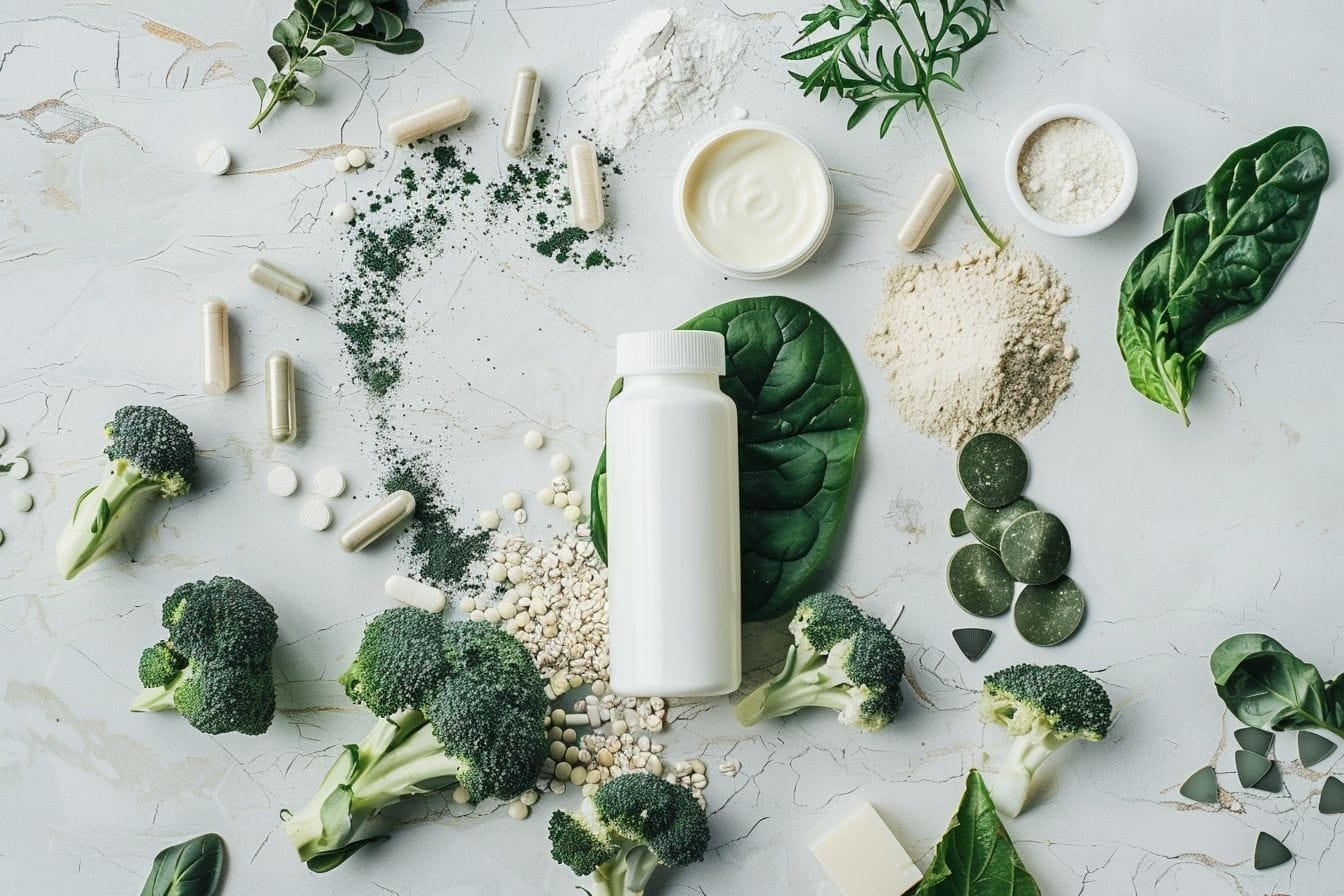 Image d'illustration. Aliments riches en calcium et compléments alimentaires.
