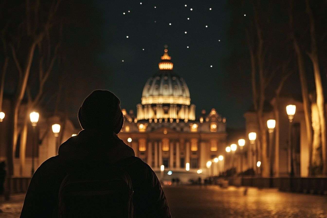 Image d'illustration. Basilique saint Pierre illuminée de nuit