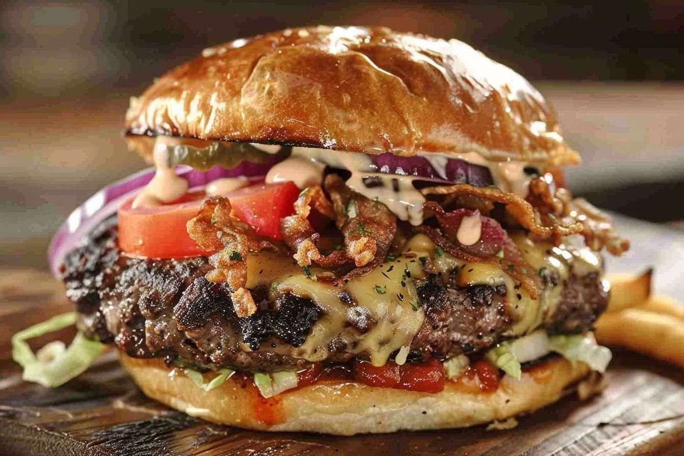 Burger savoureux en gros plan
