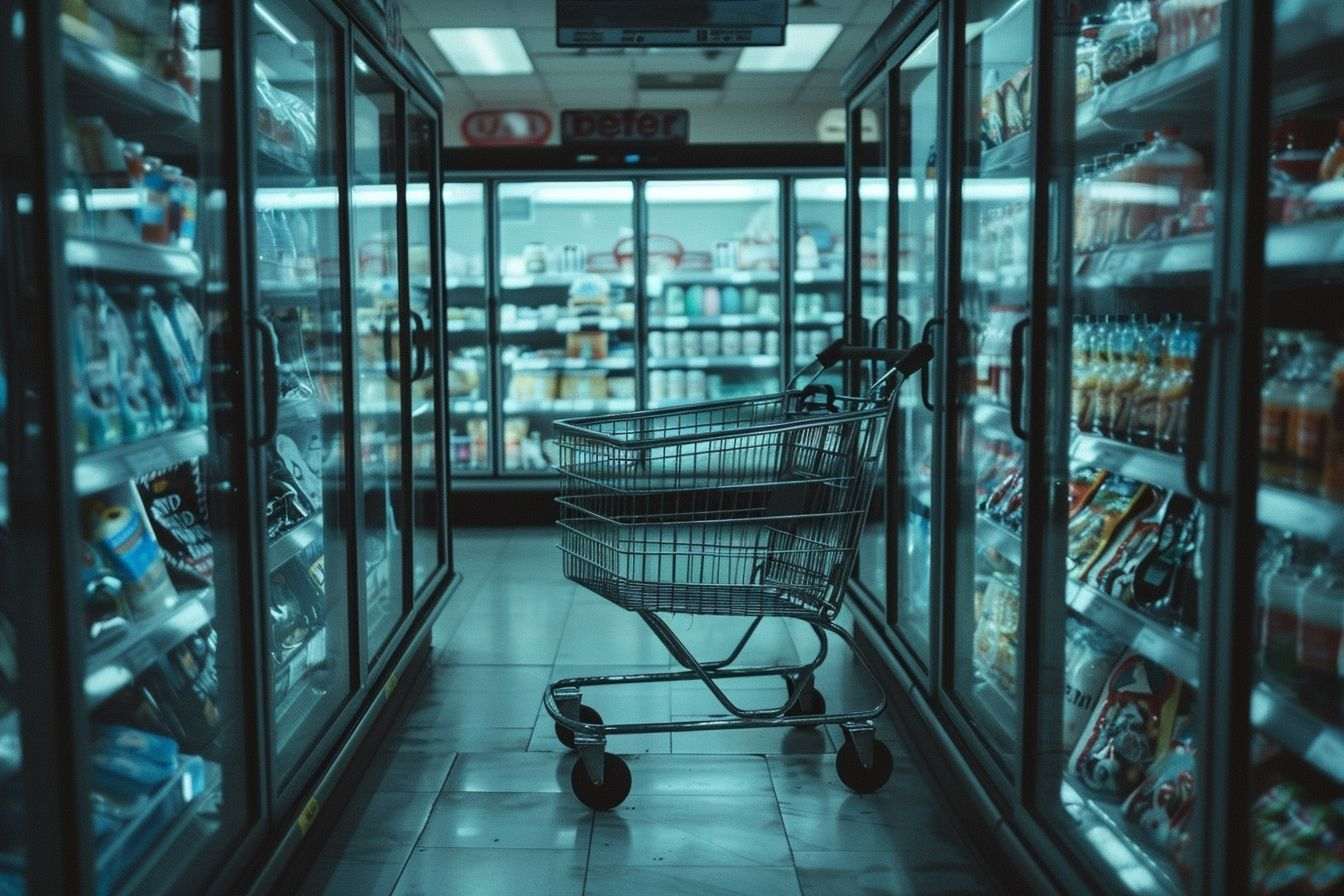Image d'illustration. Chariot de supermarché dans la section des surgelés