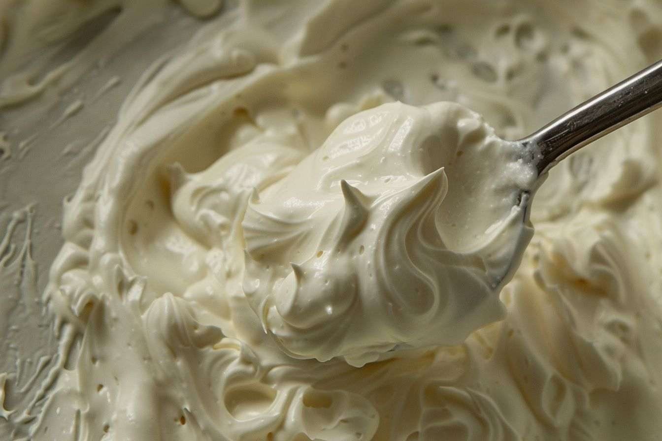 Image d'illustration. Cuillère dans mayonnaise crémeuse