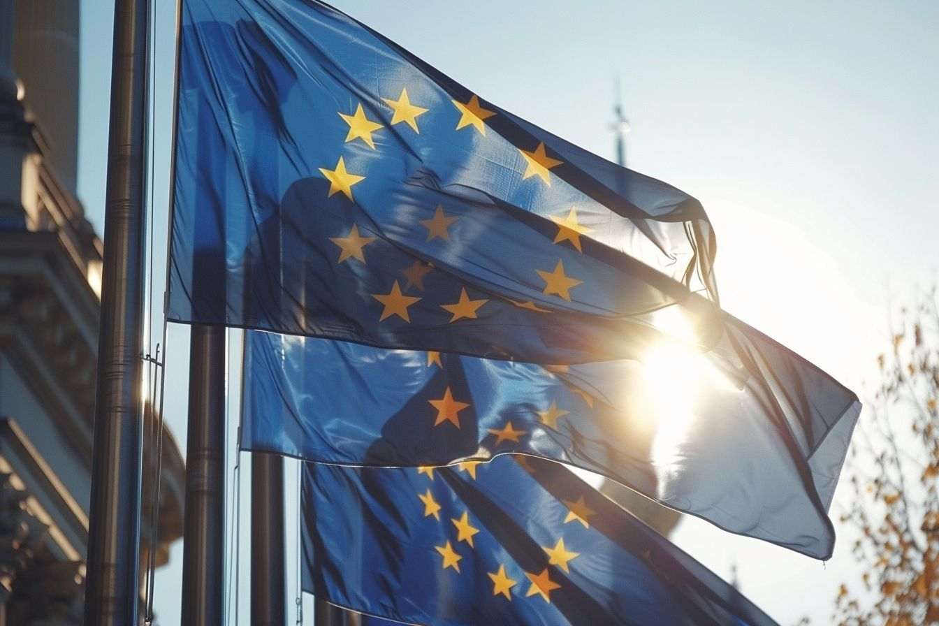 Drapeaux des États unis et de l’union européenne ensemble