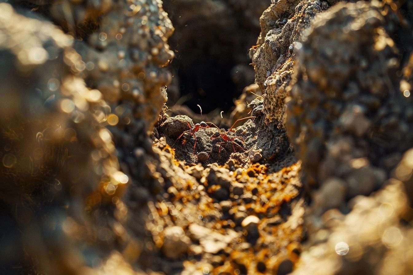 Image d'illustration. Macro des fourmis construisant des tunnels