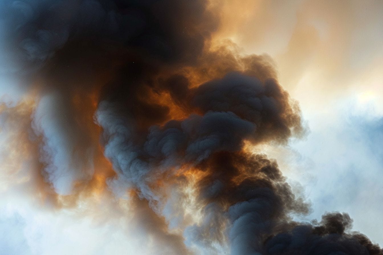 Image d'illustration. Tourbillon de fumée noire d'un incendie.