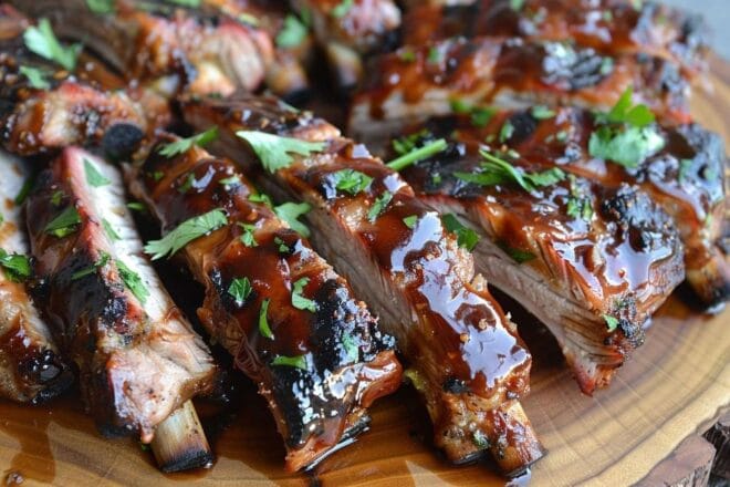 Image d'illustration. Côtes levées succulentes nappées de sauce barbecue