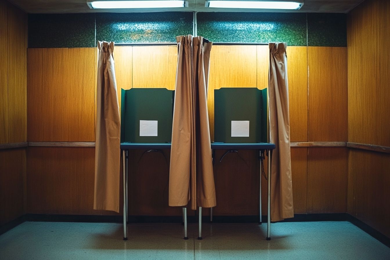 Isoloir avec rideau de confidentialité