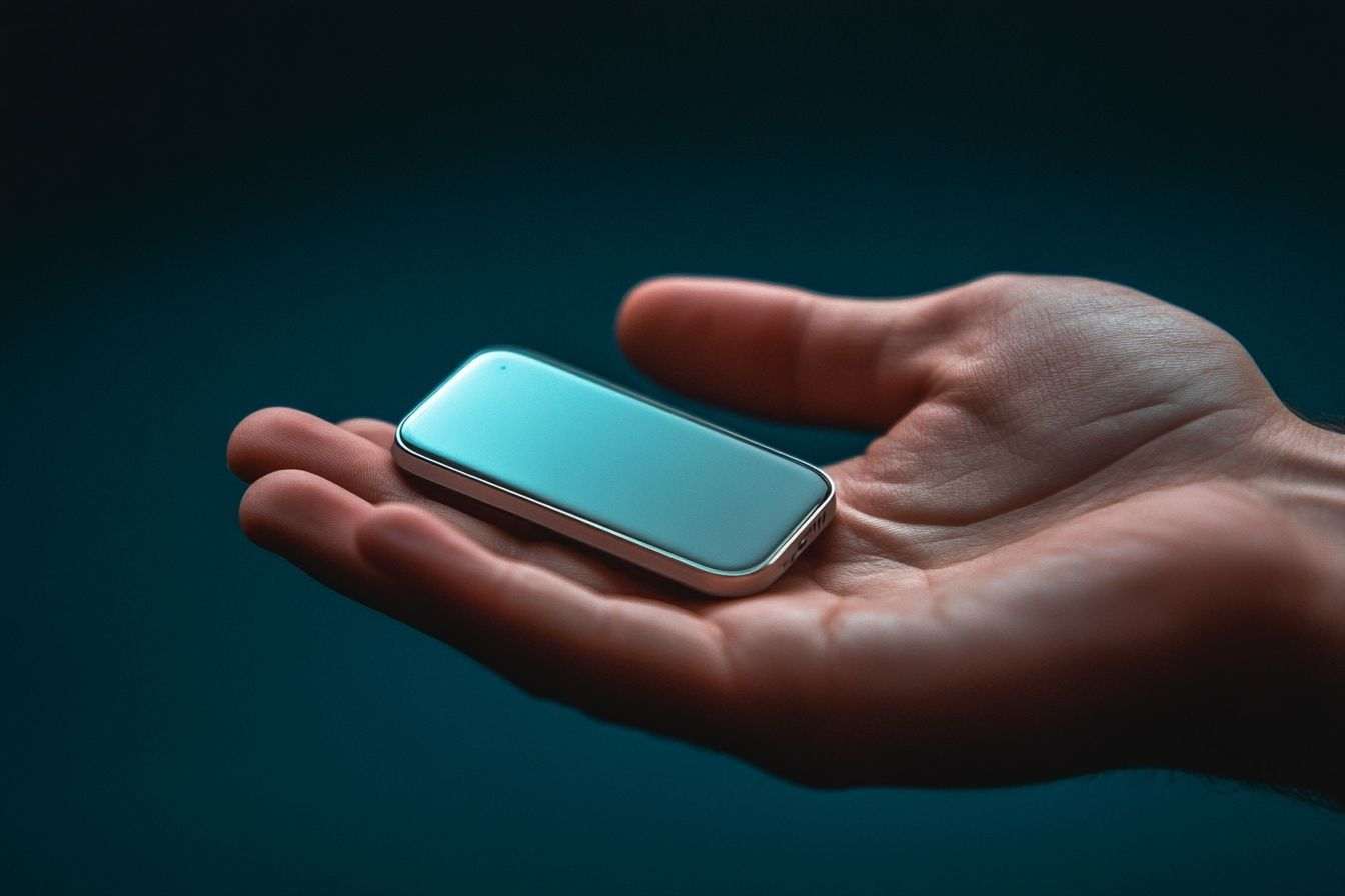 Image d'illustration. Petit appareil mobile dans une main