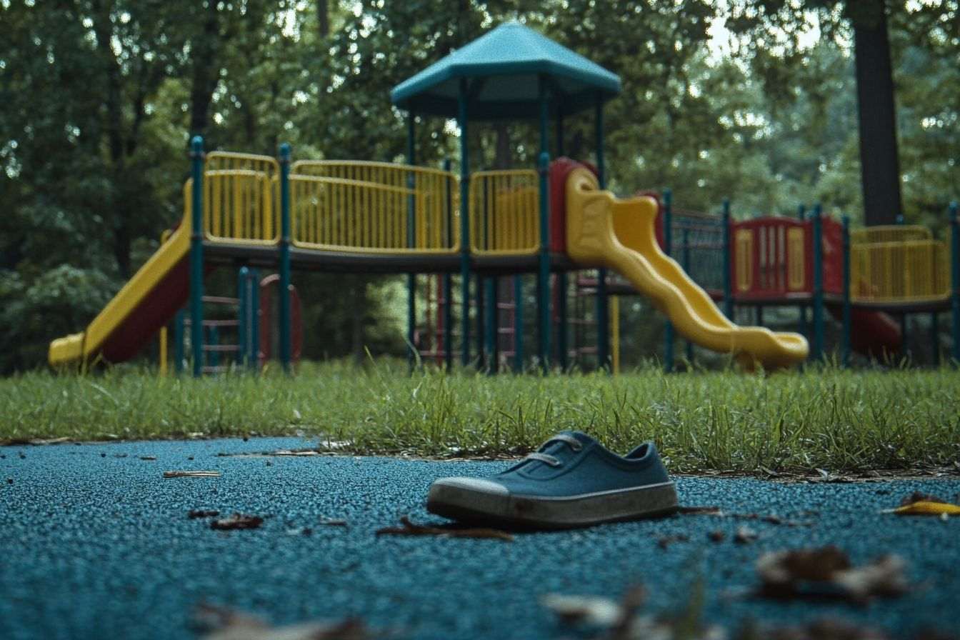 Image d'illustration. Terrain de jeu vide avec une chaussure perdue