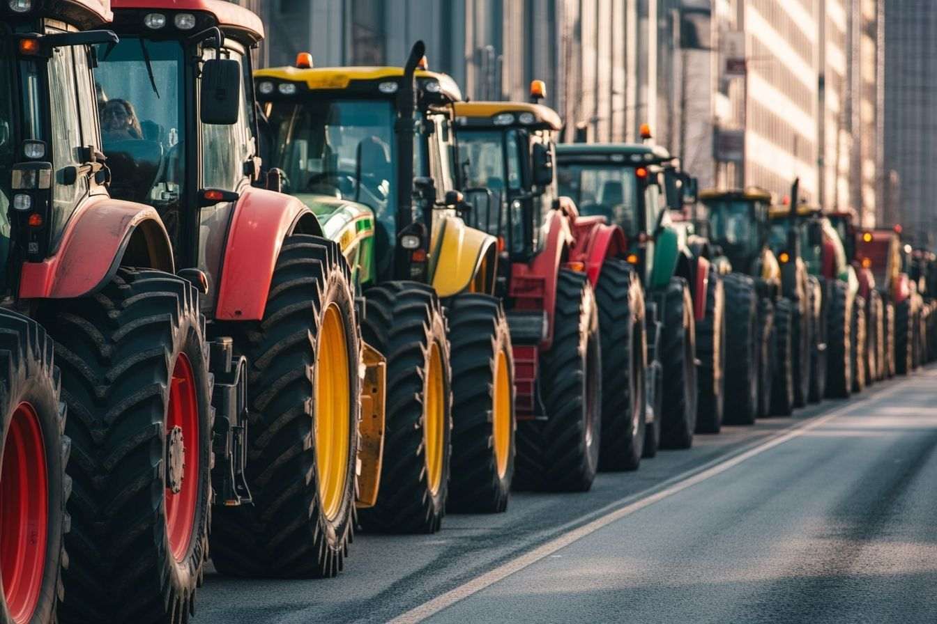 Tracteurs dans la rue pour la solidarité des agriculteurs