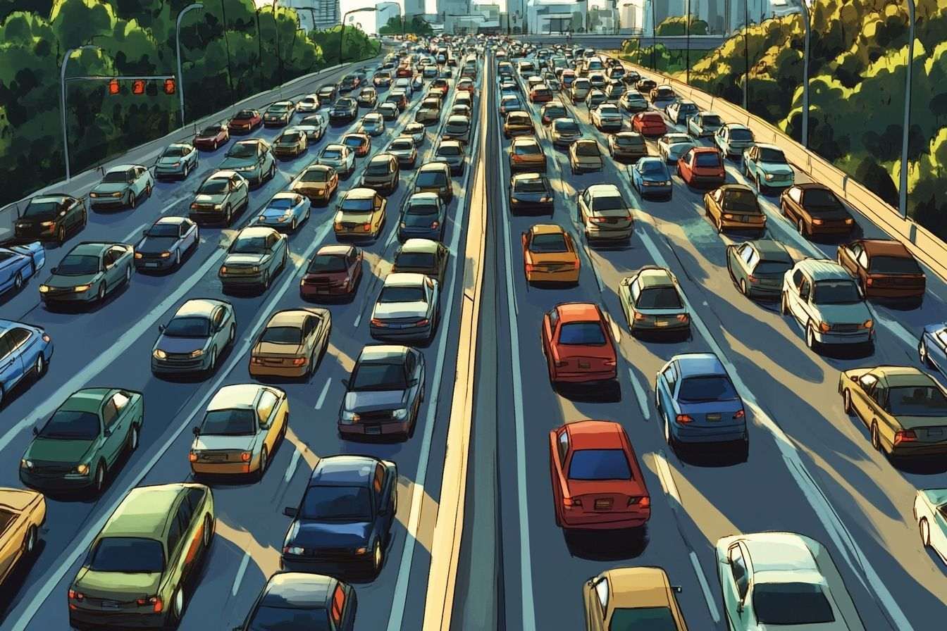 Image d'illustration. Vue aérienne d un embouteillage sur l autoroute