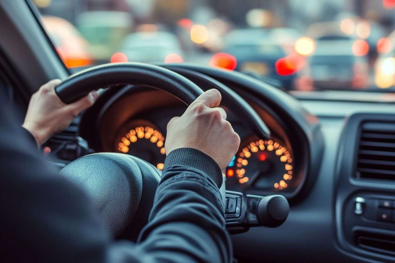 Image d'illustration. Frustration d un conducteur en embouteillage urbain