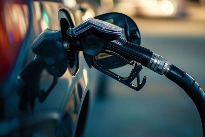 Gros plan d une buse de carburant dans un réservoir en palette minimaliste