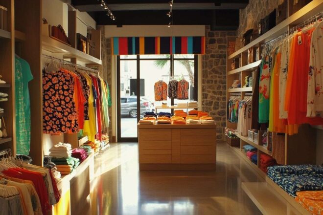 Image d'illustration. Vue large d une boutique de vêtements