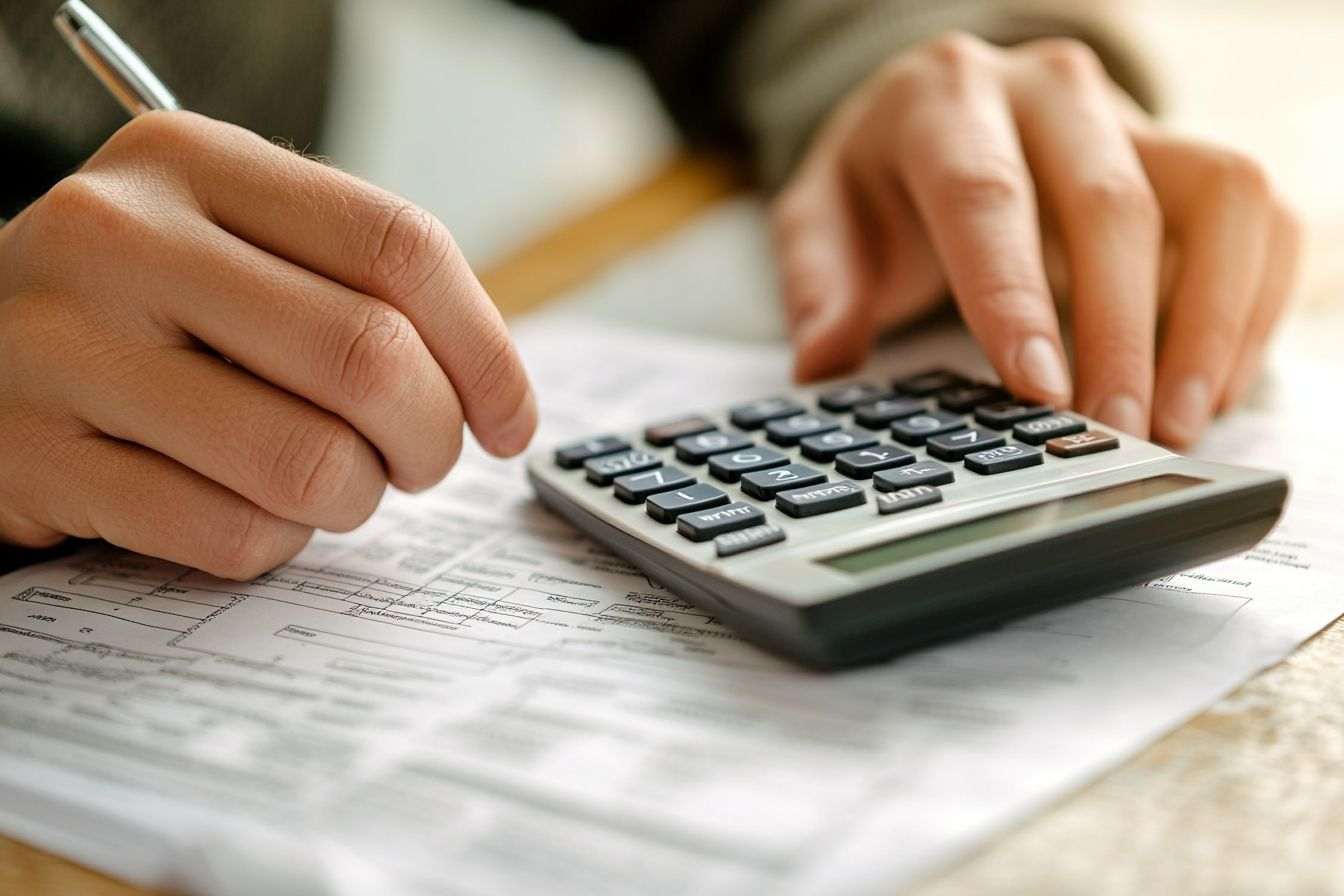 Image d'illustration. Calculatrice et demande de soutien à l emploi