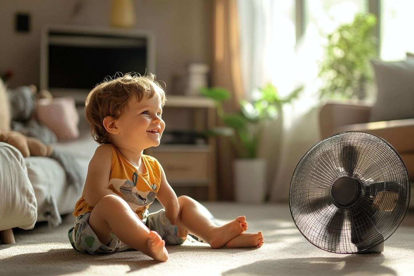 Image d'illustration. Enfant jouant joyeusement sur le sol