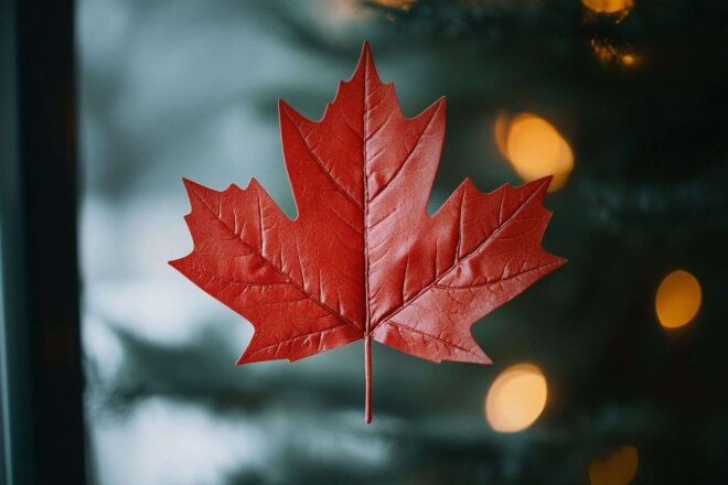 L'emblématique feuille d'érable du drapeau canadien, symbole de fierté nationale et d'identité culturelle.