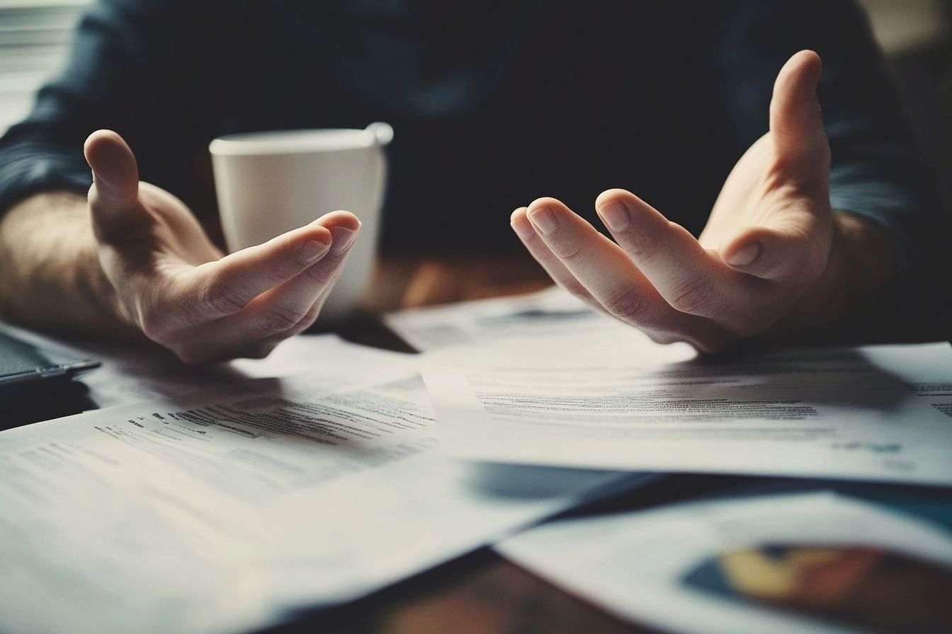 Image d'illustration. Gros plan de mains gesticulant de manière assertive