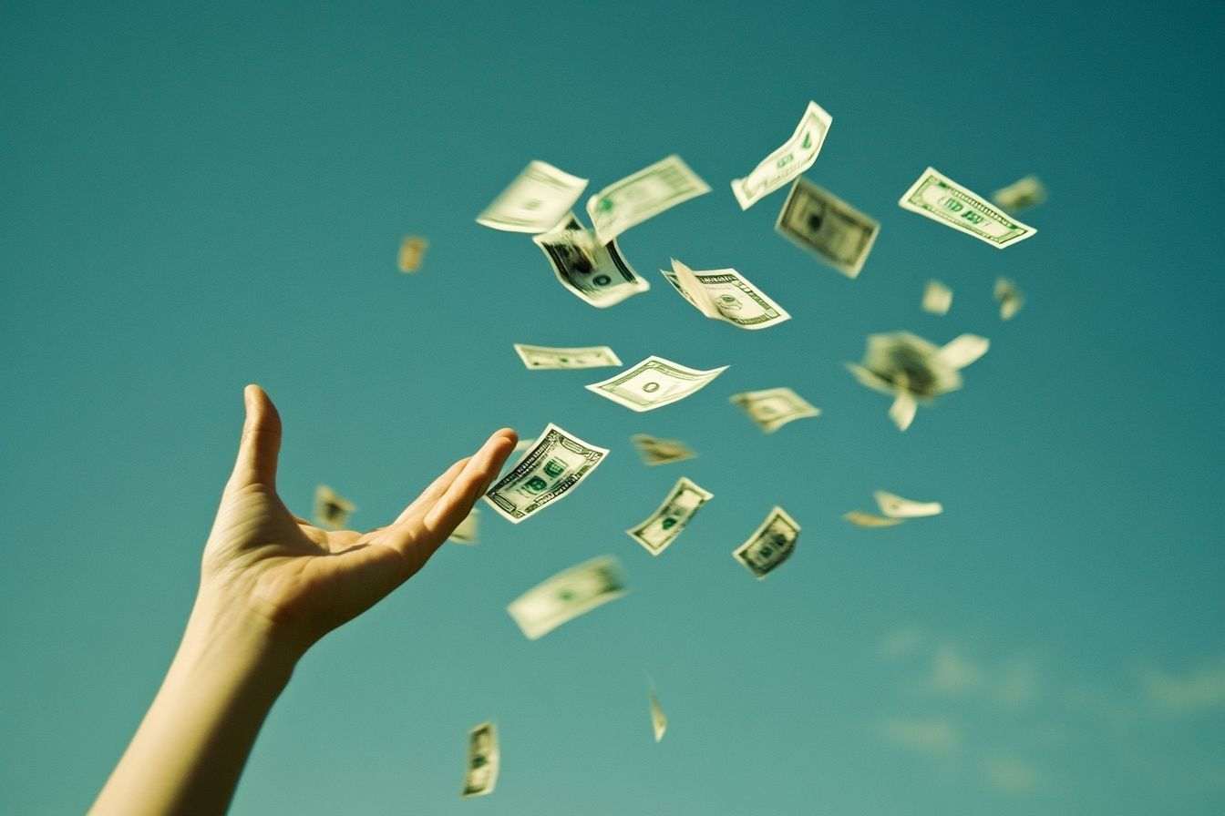 Image d'illustration. Gros plan d une main lançant des billets
