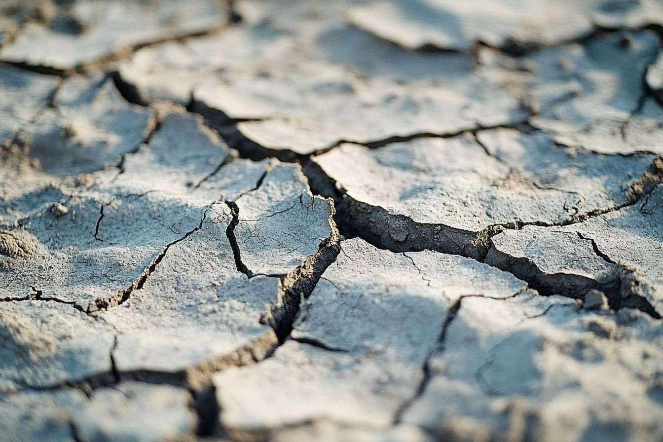 Image d'illustration. Gros plan sur une terre craquelée