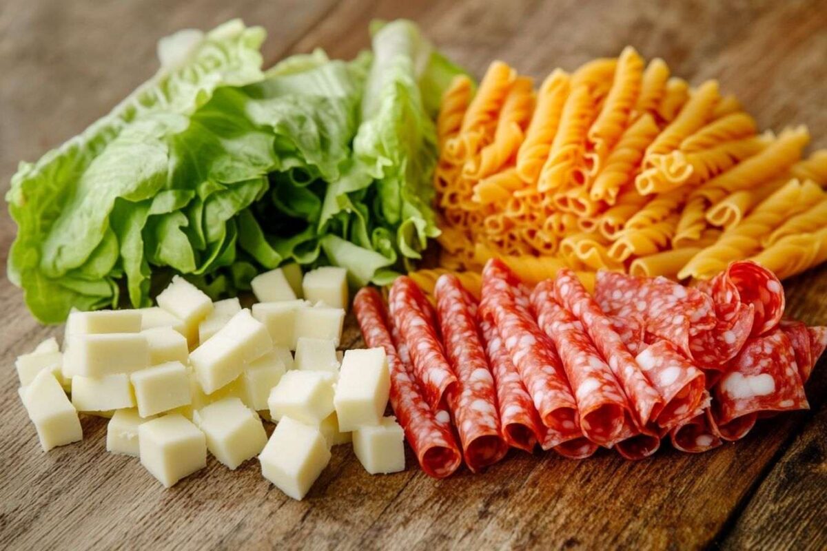 Ingrédients pour salade de pâtes