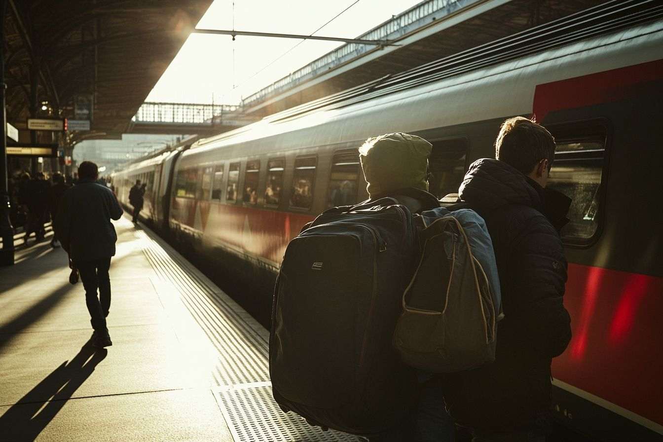 Image d'illustration. Passagers rangeant leurs bagages sur tgv en départ