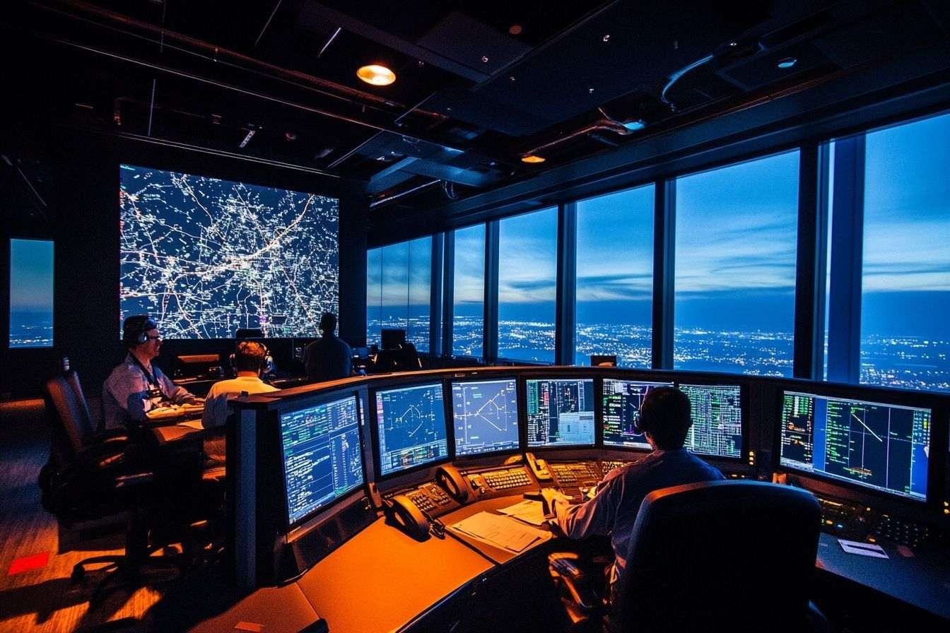 Image d'illustration. Salle de contrôle du trafic aérien animée