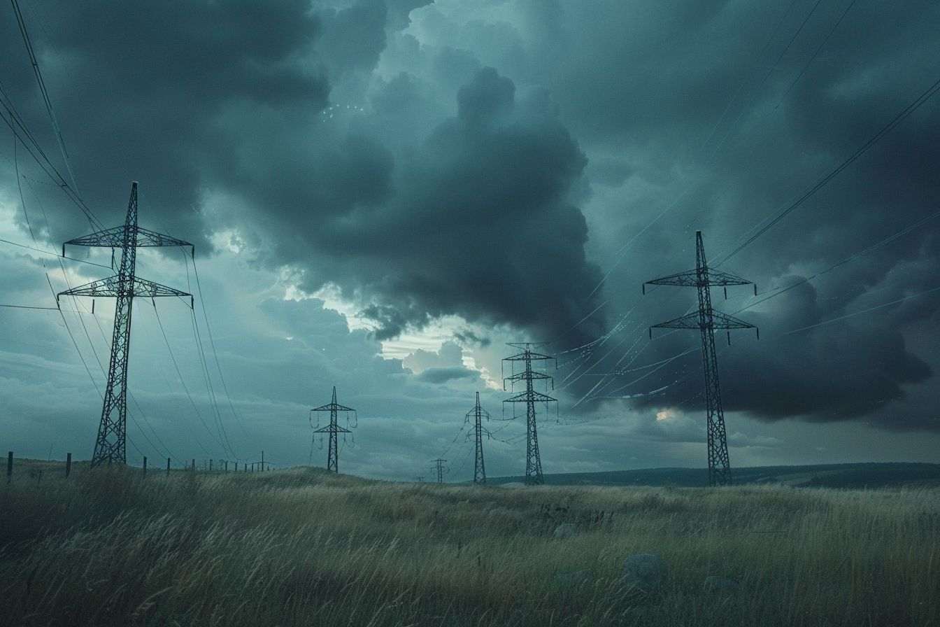 Image d'illustration. Vue panoramique de pylônes électriques