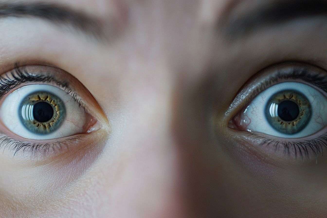 Image d'illustration. Vue rapprochée d yeux ouverts en grand