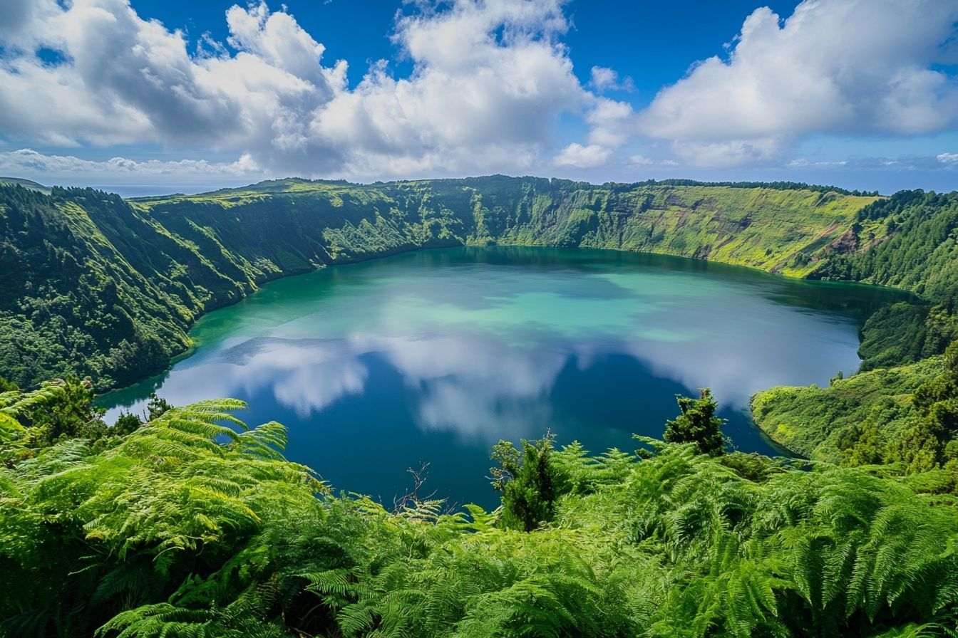 Image d'illustration. Vue sereine du lac de cratère sete cidades
