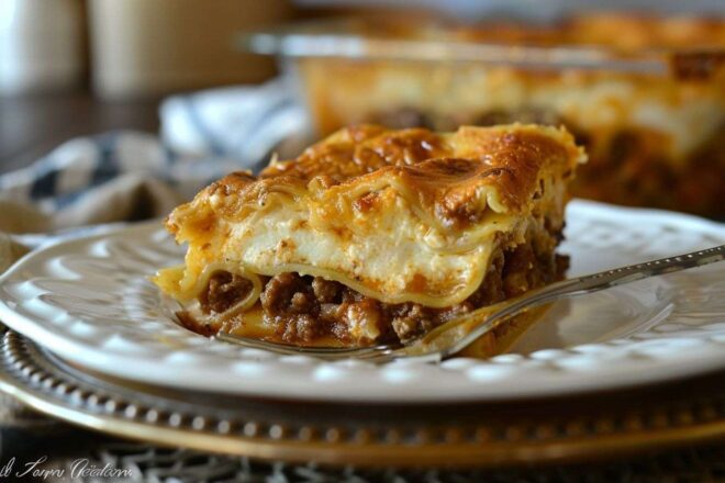 Délicieuses couches de lasagne sur une assiette