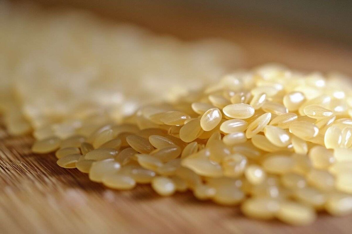 Gros plan des grains de riz bomba