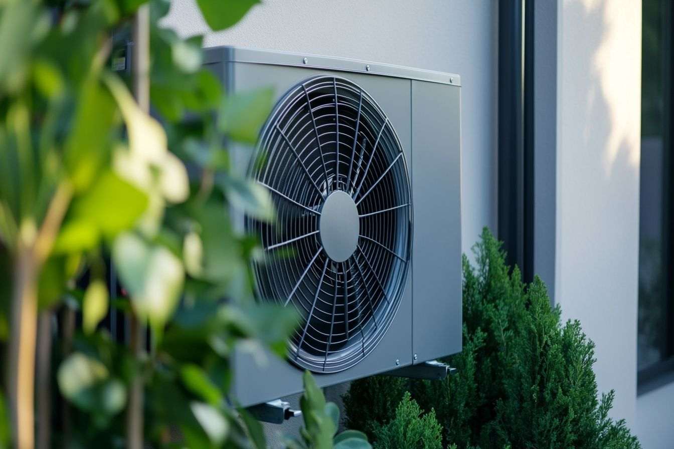 Gros plan d une pompe à chaleur moderne